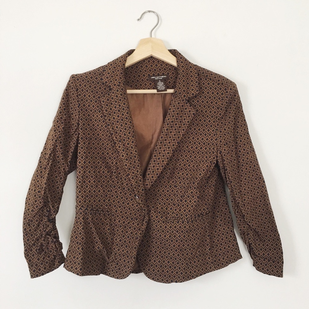 NWOT Patterned Brown And Navy Blue Blazer
